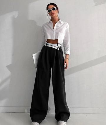 Tierra Patchwork Wide Leg High Waisted Pants - SunsetFashionLA